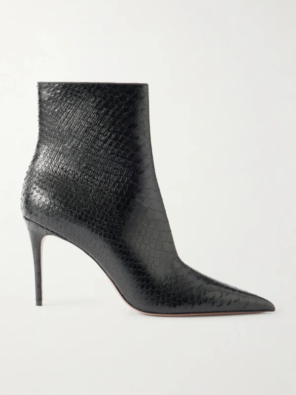 Paris Texas Vera 85 Snake-effect Leather Ankle Boots
