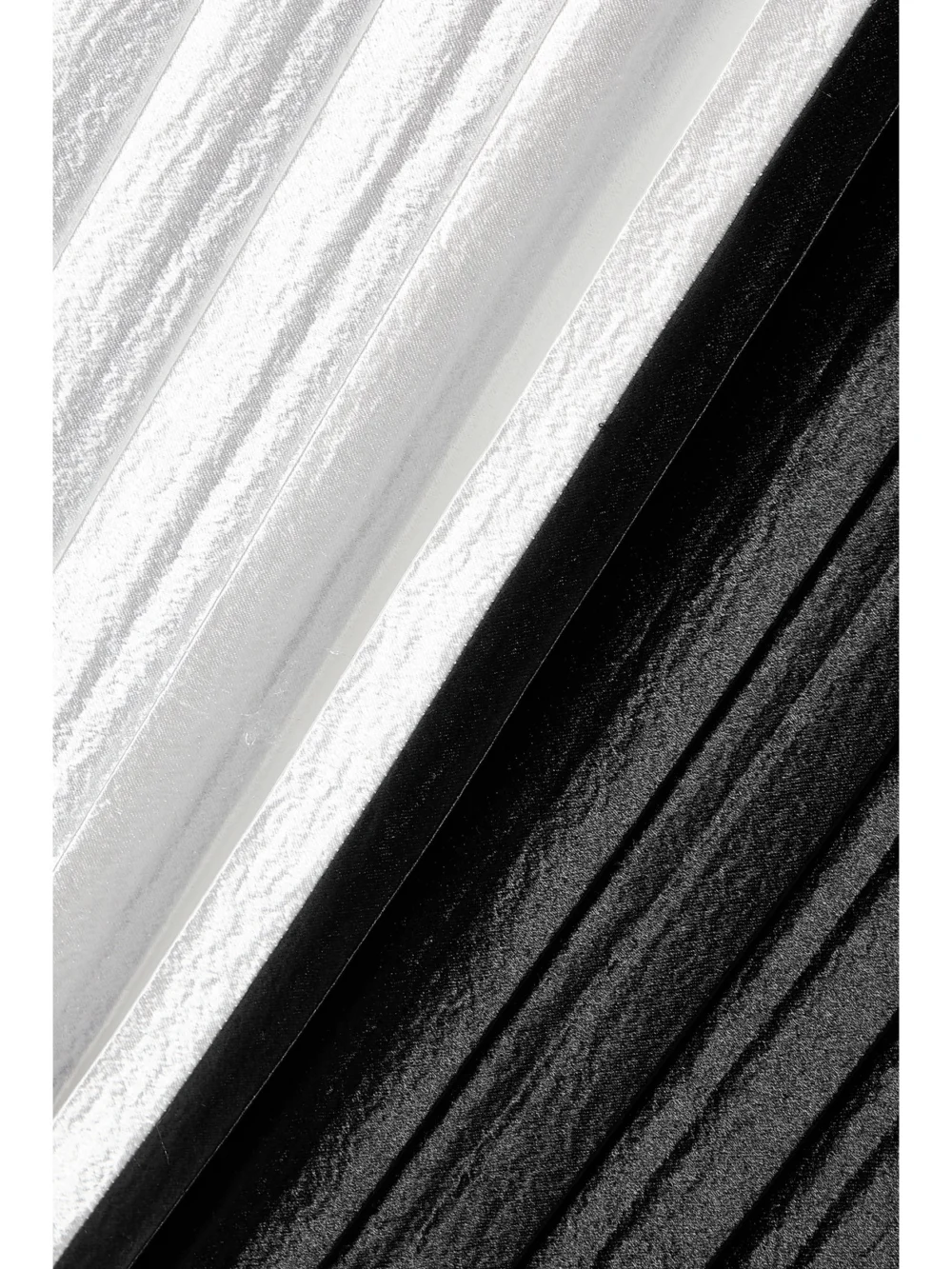 Close-up detail of the Partow Colette Two-tone Pleated Hammered-satin Midi Dress