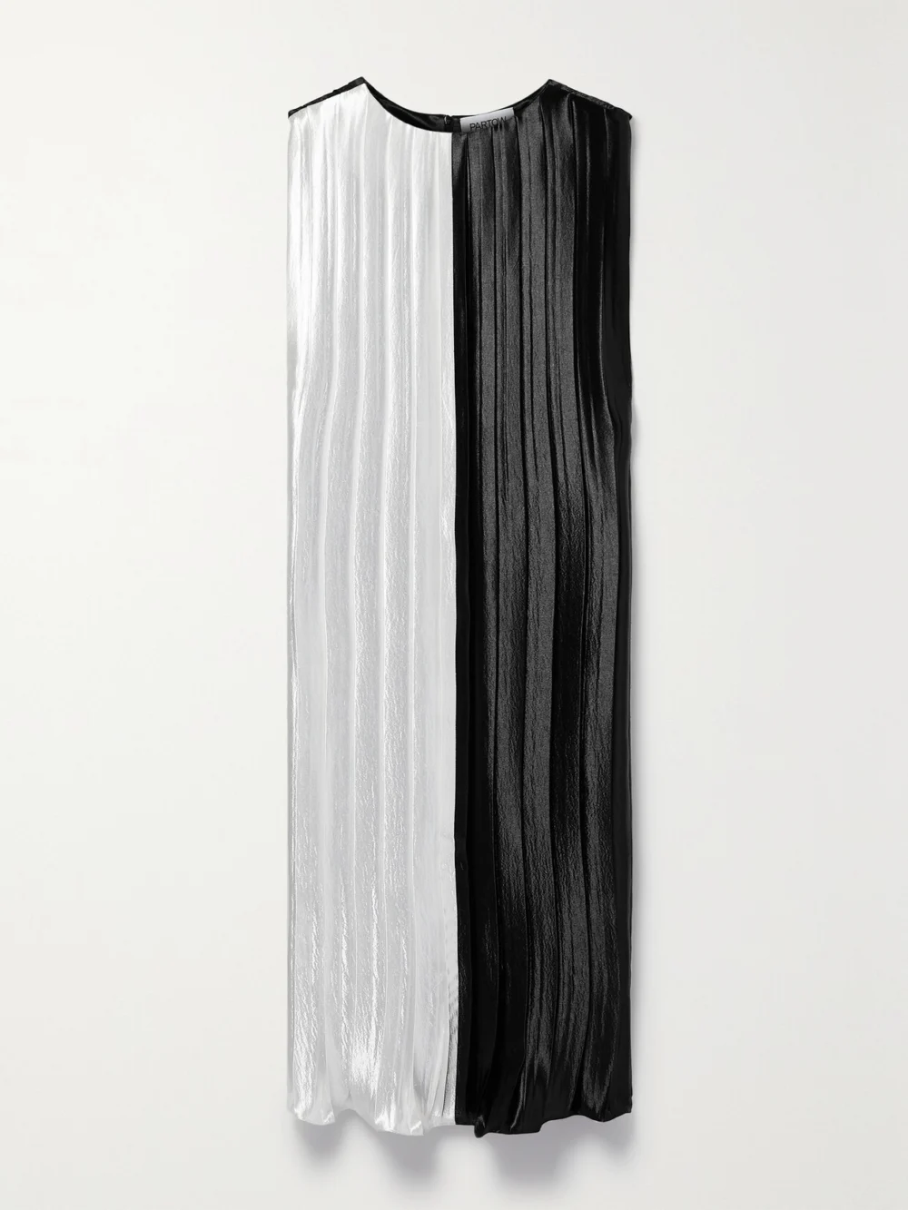 Partow Colette Two-tone Pleated Hammered-satin Midi Dress in black