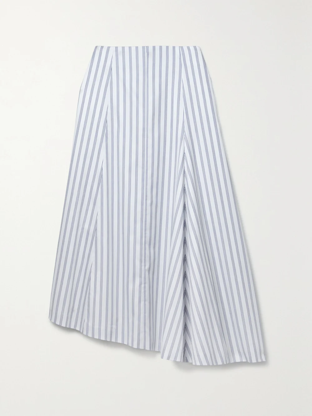 Partow Ivy Asymmetric Striped Cotton-twill Midi Skirt in light gray