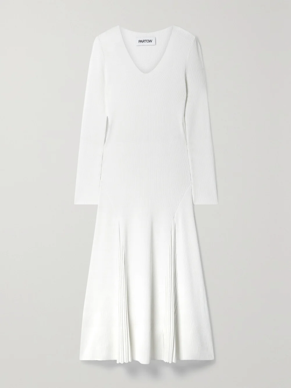 Partow Maddox Ribbed-knit Midi Dress in ecru