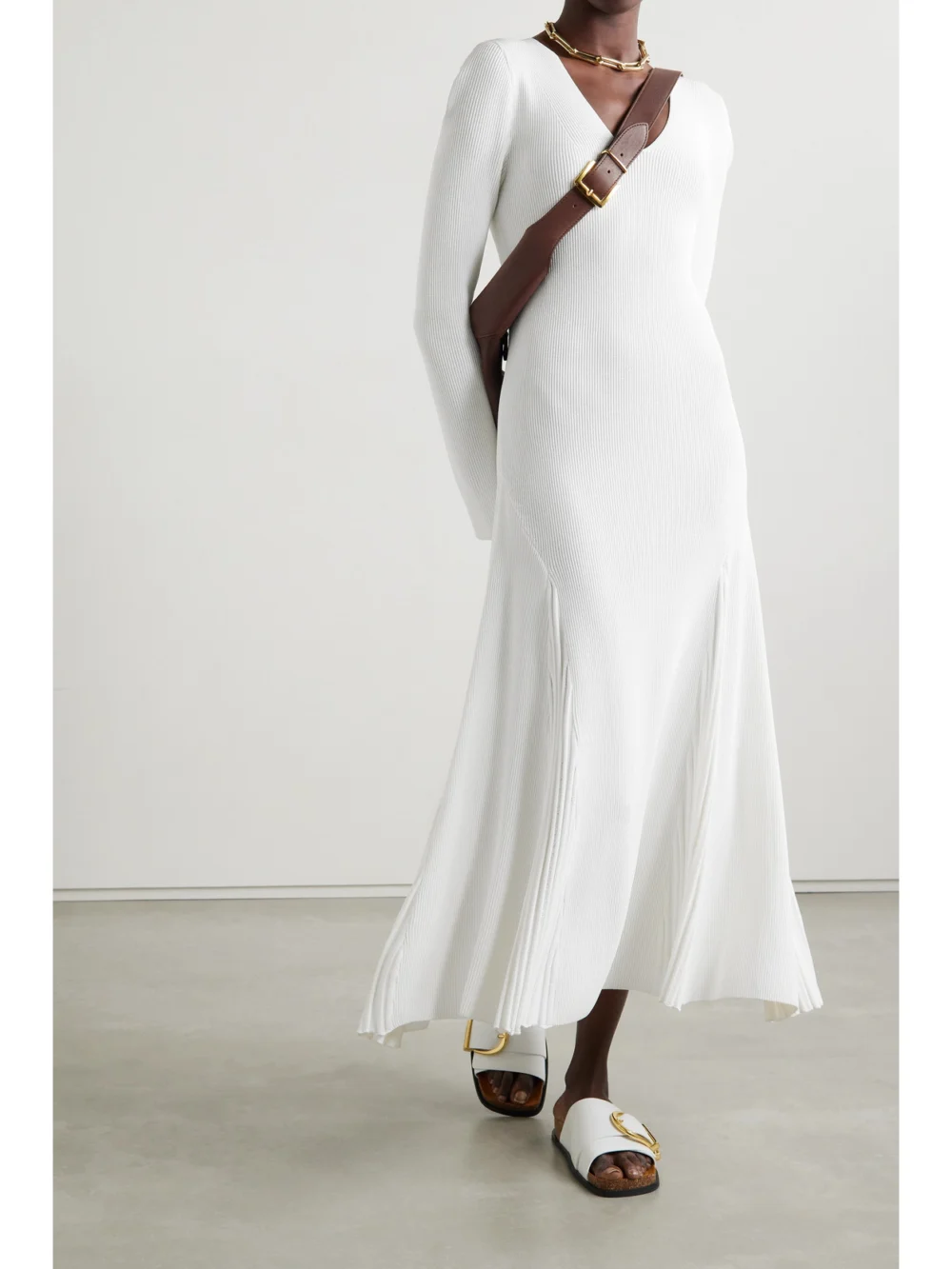 Partow Maddox Ribbed-knit Midi Dress, worn by a model