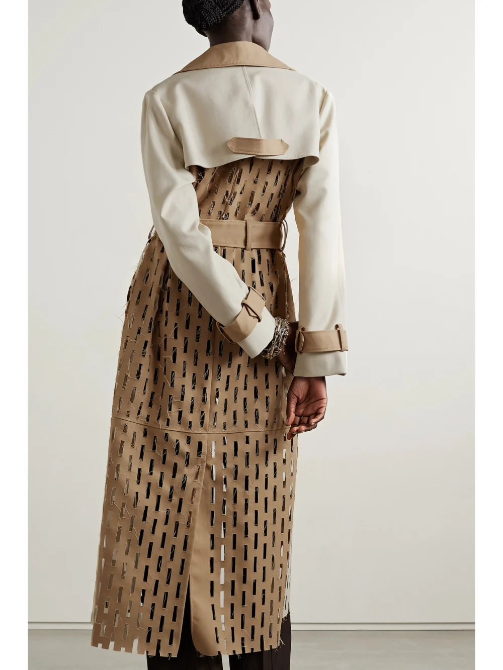 Back view of the Partow Mason Cutout Cotton-twill Trench Coat