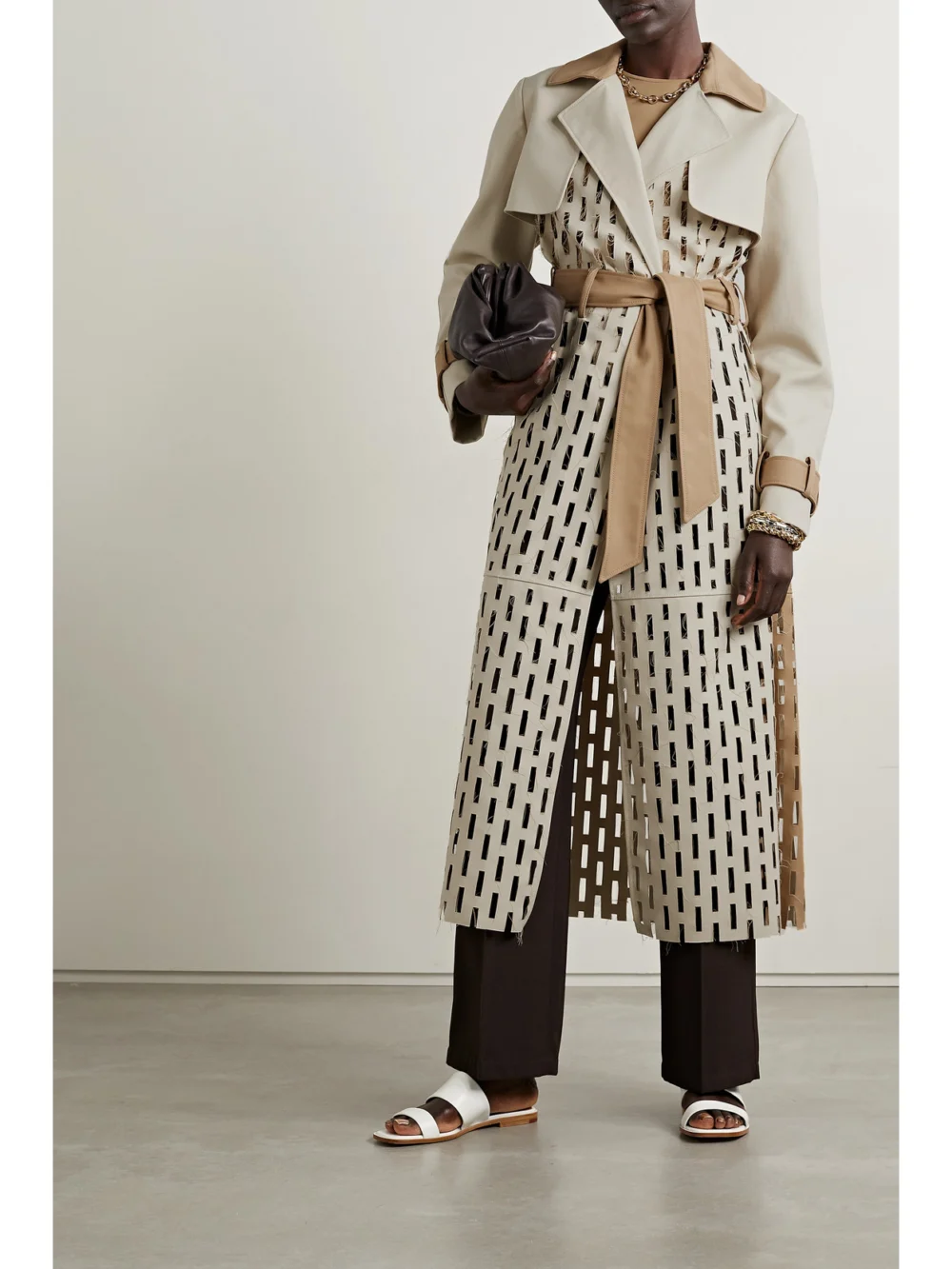 Partow Mason Cutout Cotton-twill Trench Coat, worn by a model