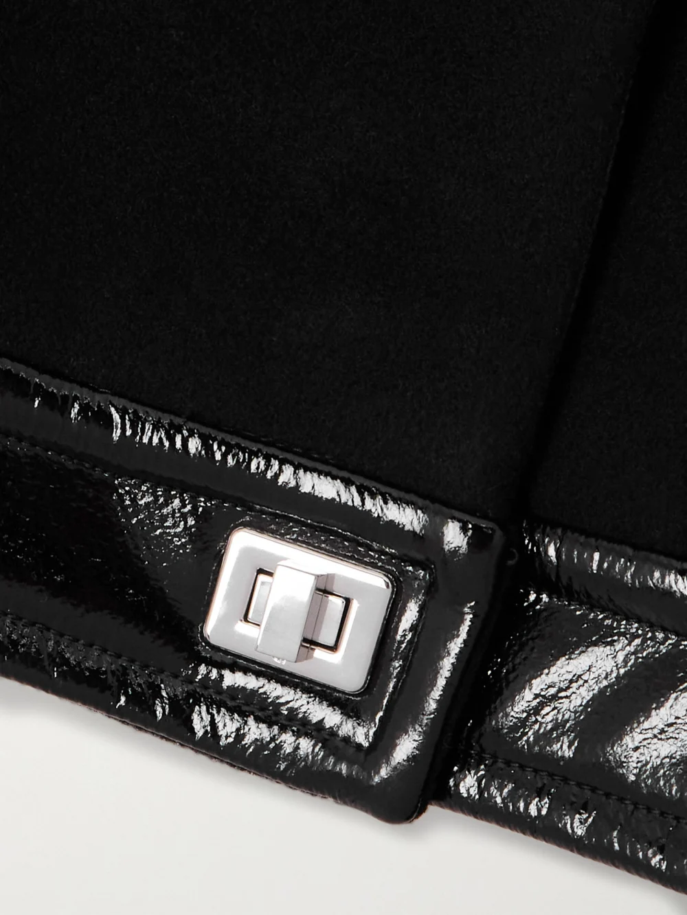 Close-up detail of the Patou Belted Coated-trimmed Brushed Wool-blend Jacket