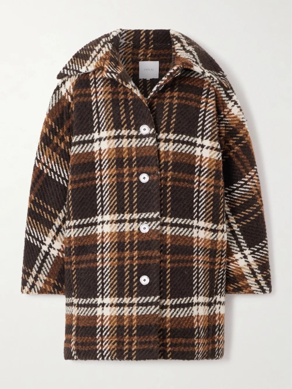 Patou Checked Wool-blend Coat in multi