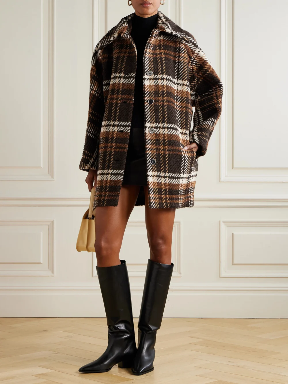 Patou Checked Wool-blend Coat, worn by a model