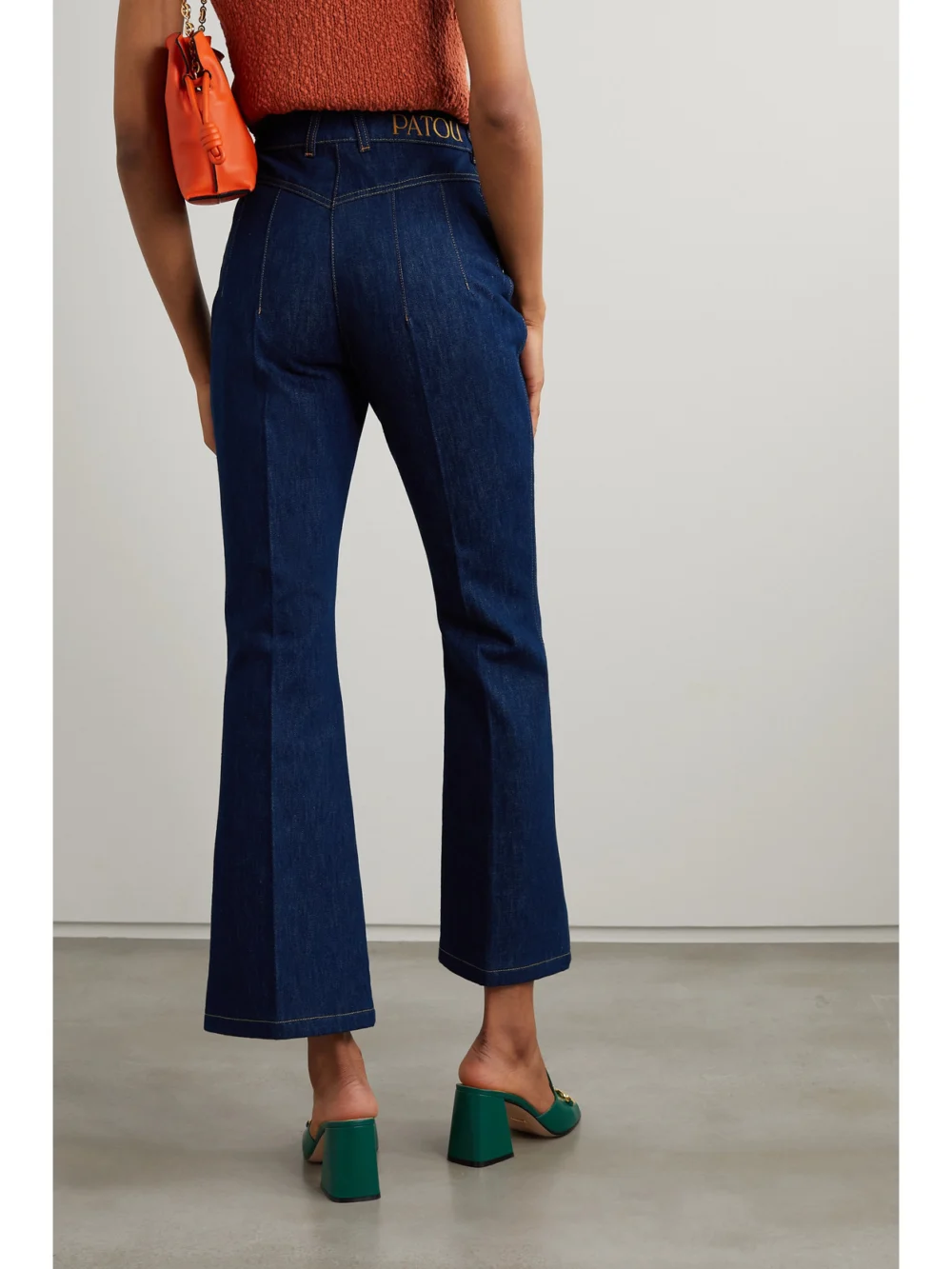 Back view of the Patou Cropped High-rise Straight-leg Jeans