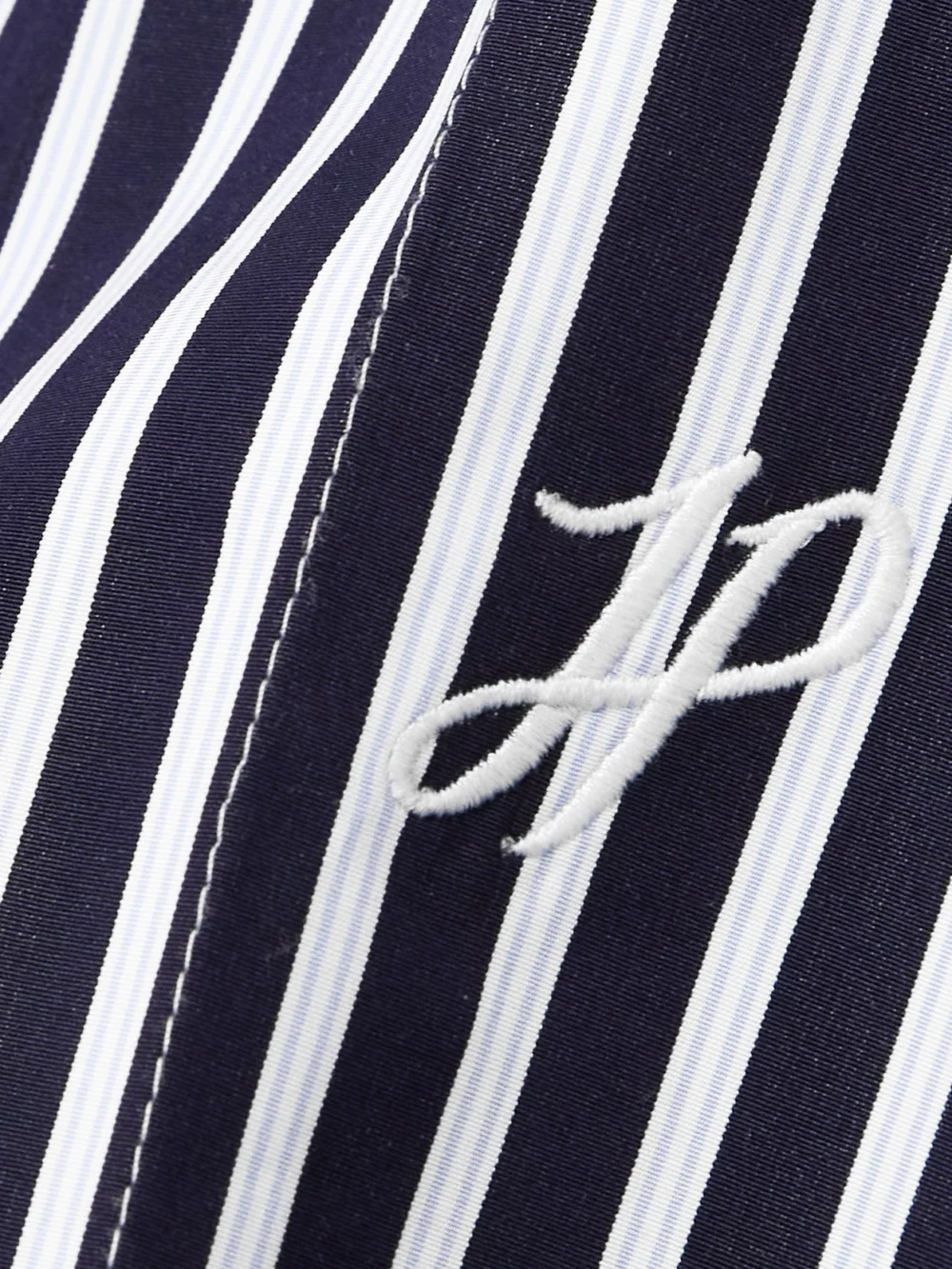 Close-up detail of the Patou Embroidered Striped Cotton-poplin Shorts