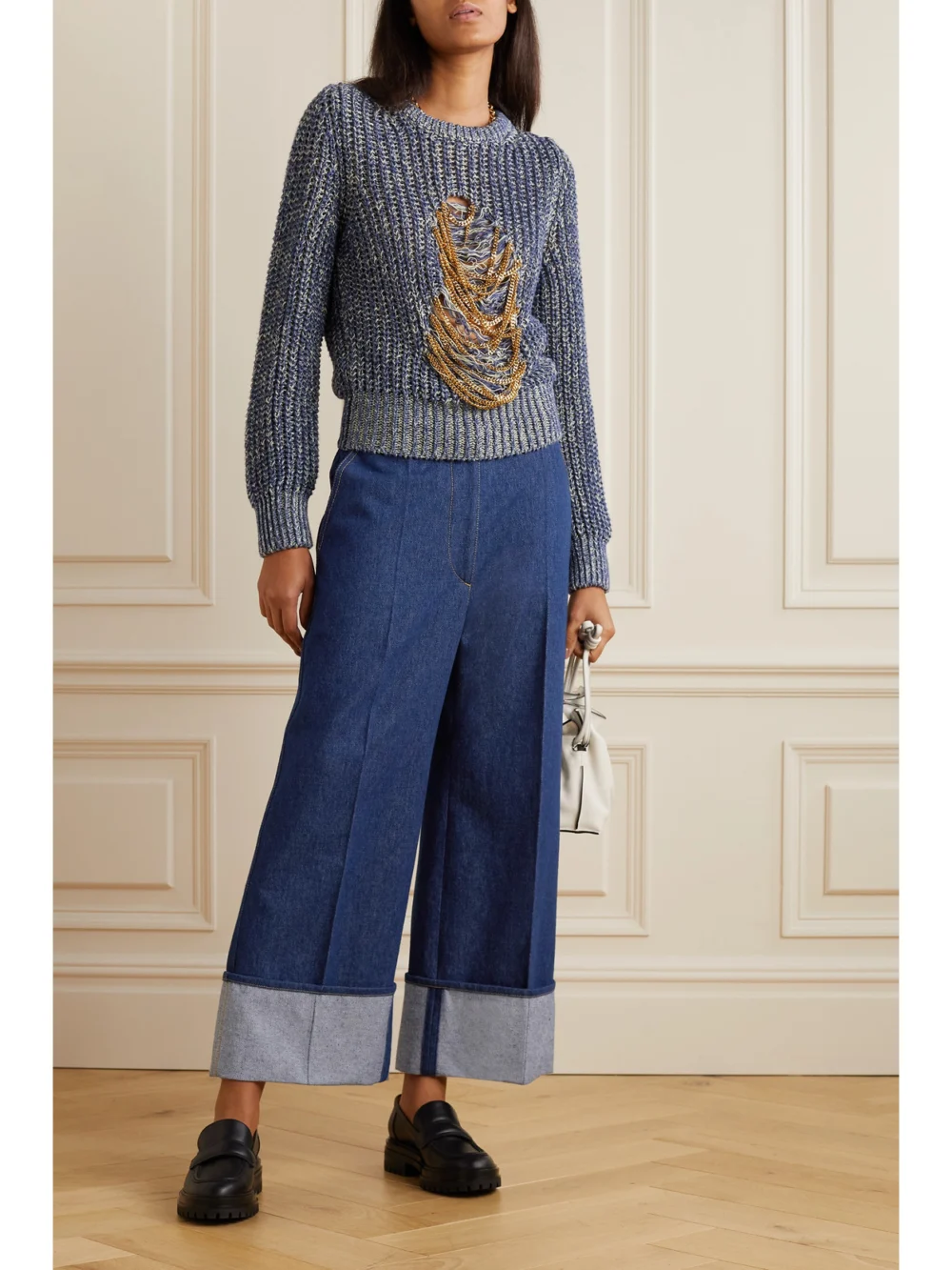 Patou High-rise Wide-leg Organic Jeans, worn by a model