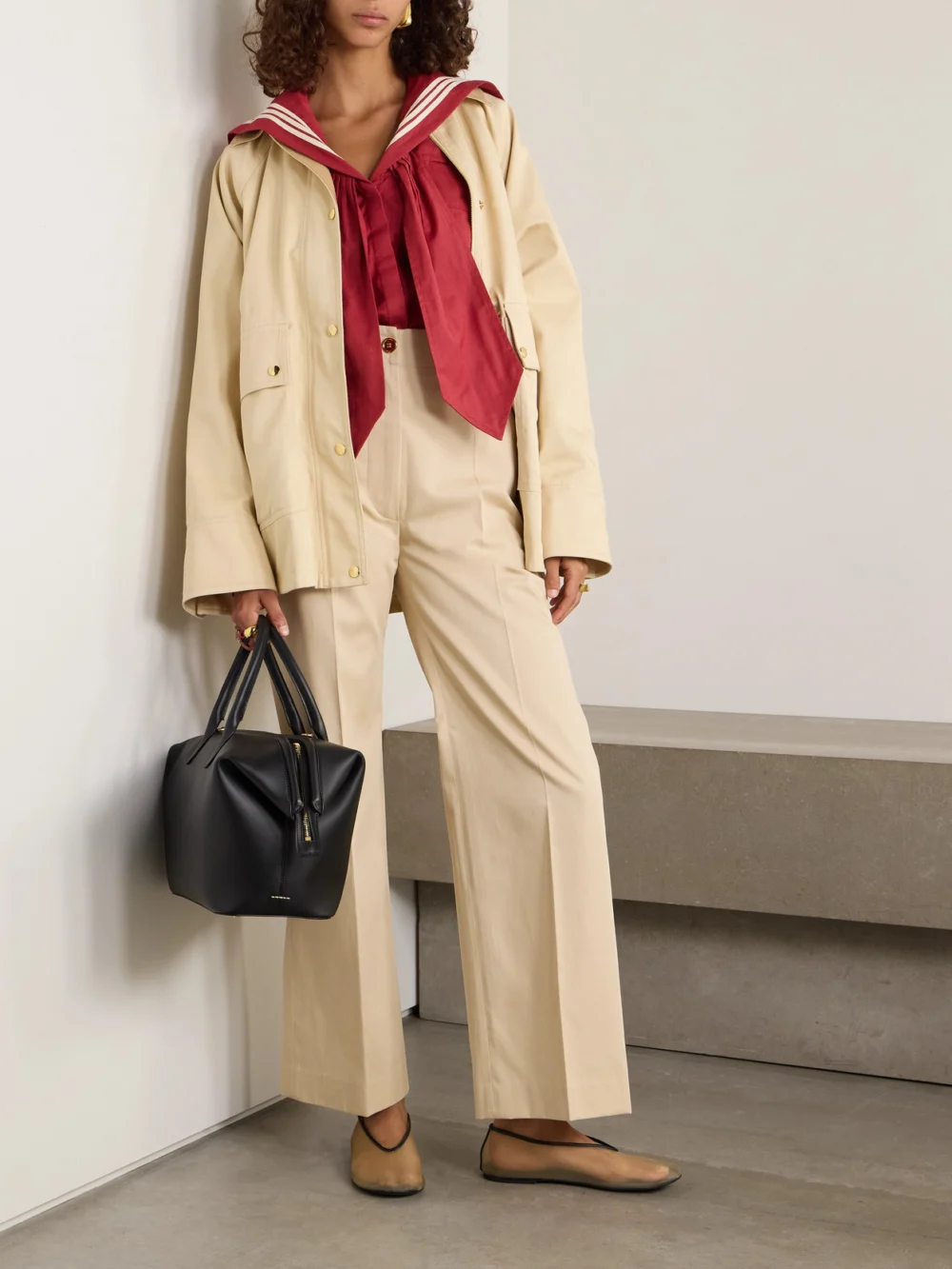 Patou Iconic Cotton-twill Wide-leg Pants, worn by a model