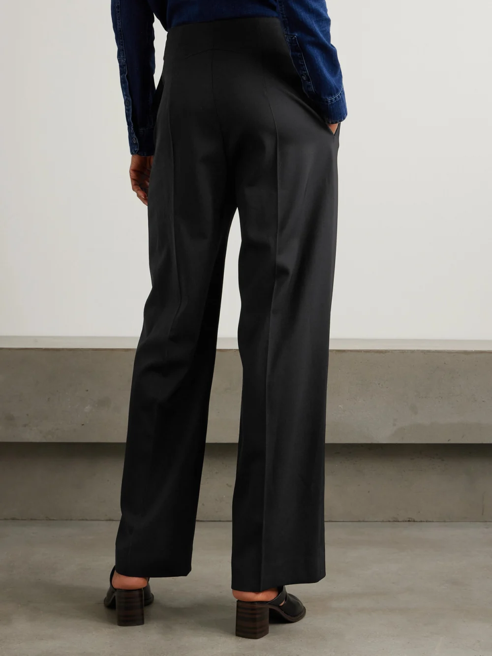 Back view of the Patou Iconic Wool-blend Wide-leg Twill Pants