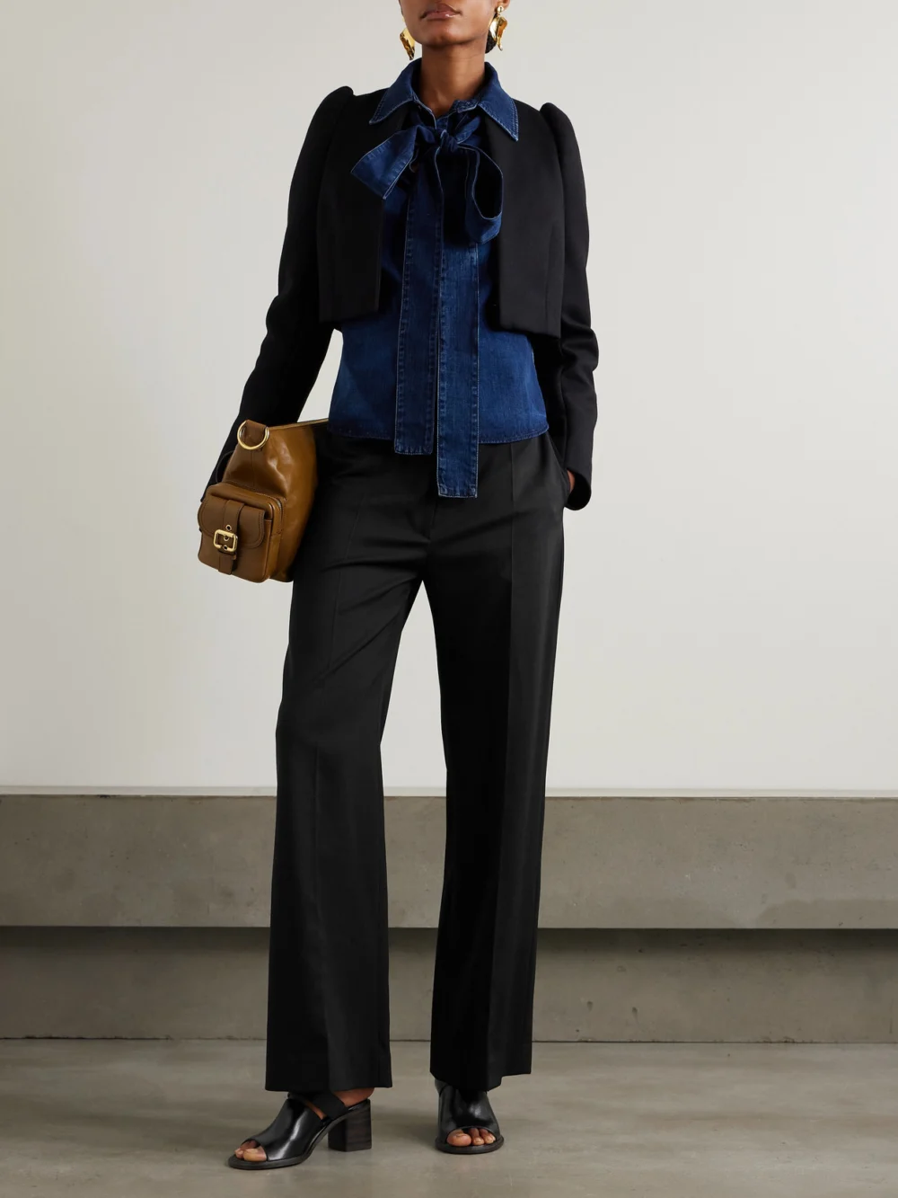 Patou Iconic Wool-blend Wide-leg Twill Pants, worn by a model