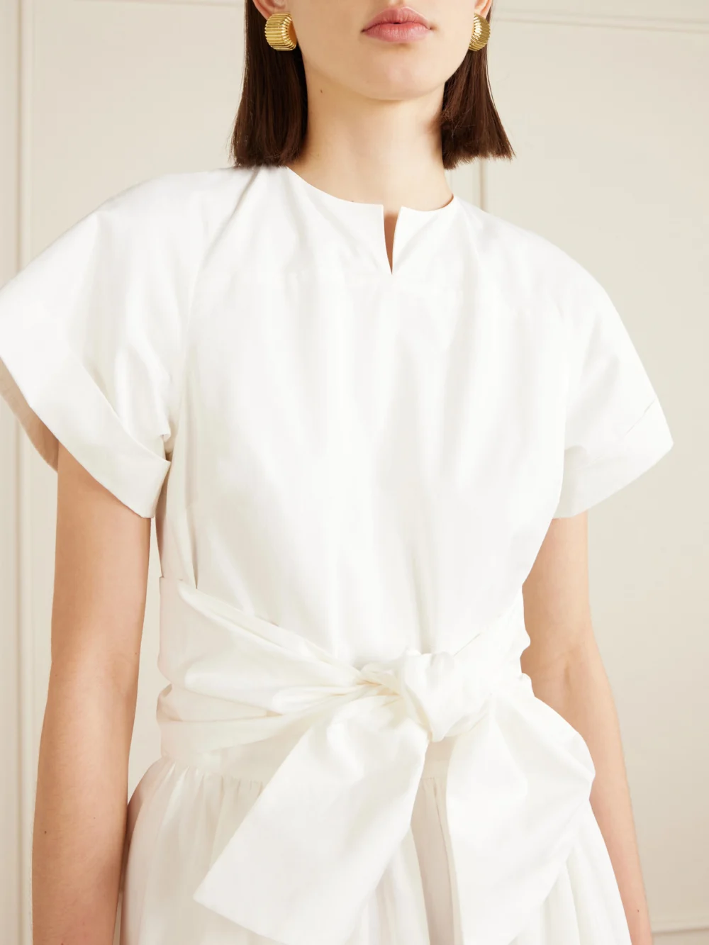 Close-up detail of the Patou Knotted Cotton-poplin Midi Dress