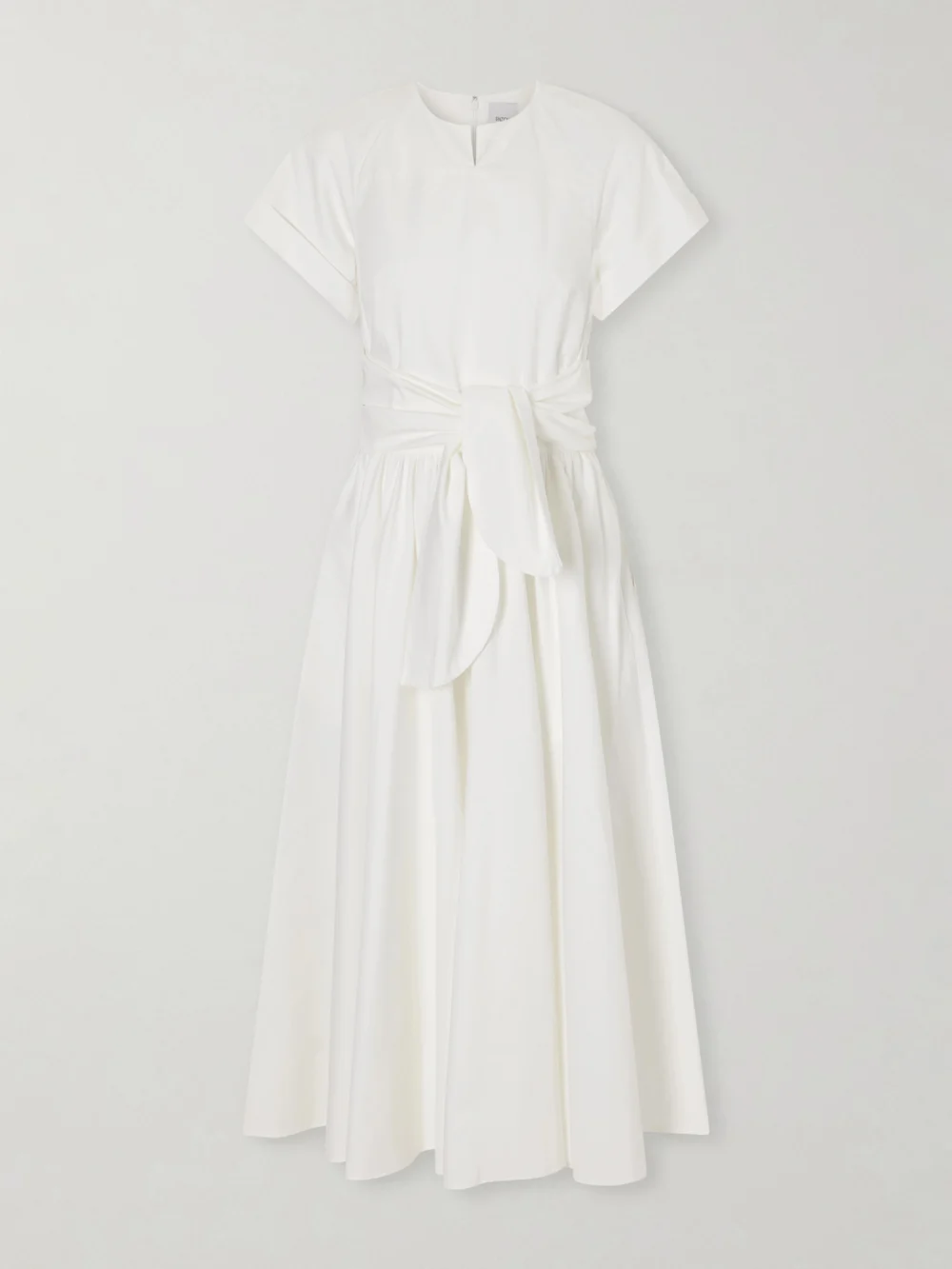 Patou Knotted Cotton-poplin Midi Dress in white