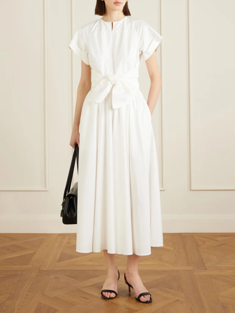 Patou Knotted Cotton-poplin Midi Dress