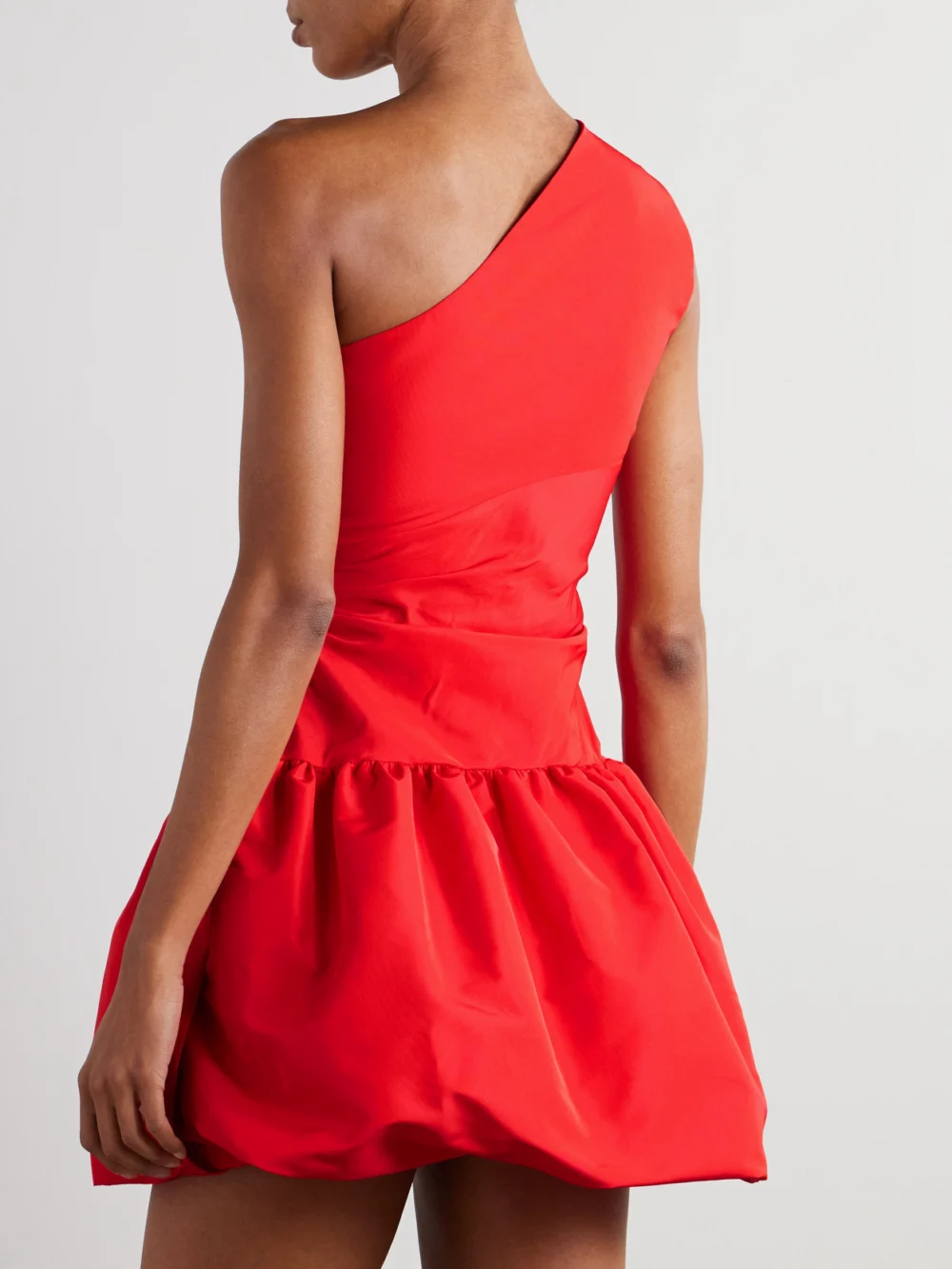Back view of the Patou One-shoulder Recycled-faille Mini Dress