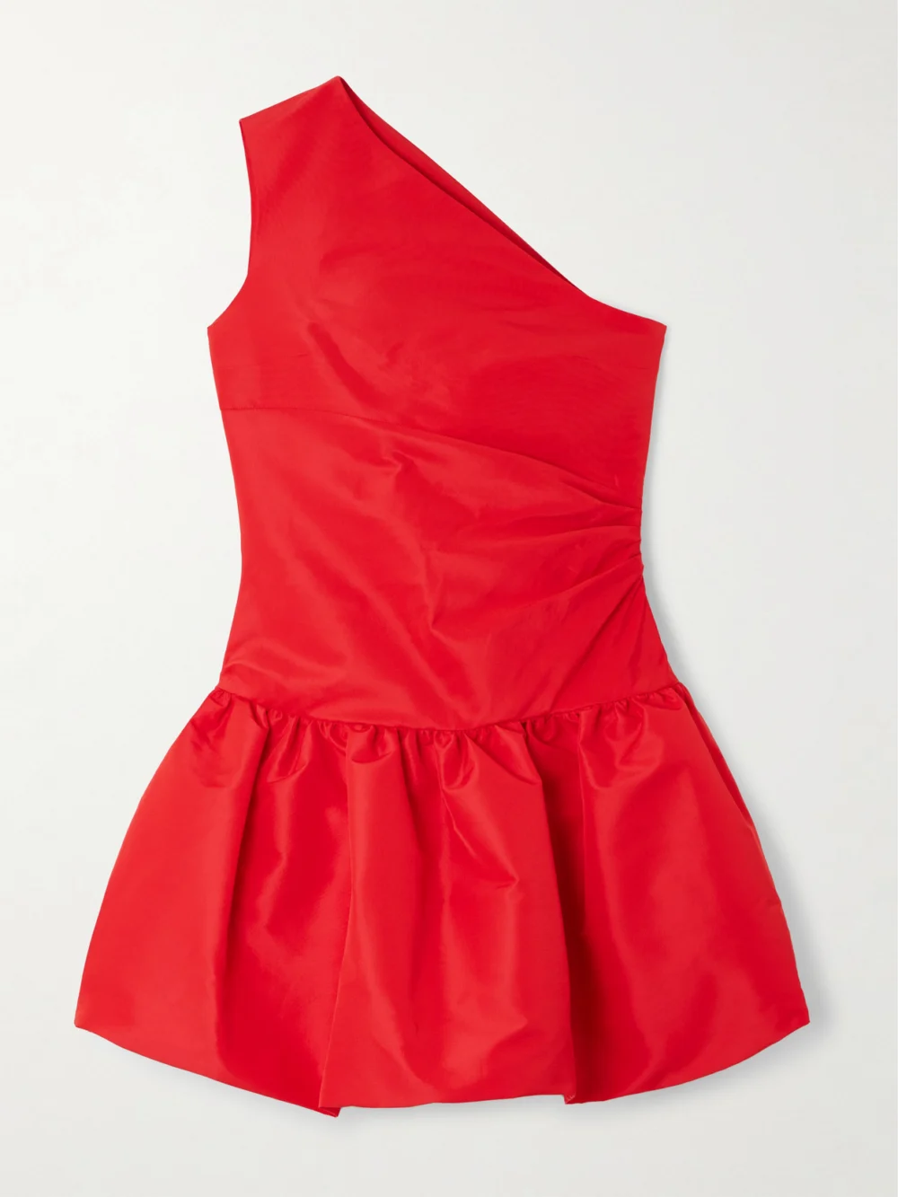 Patou One-shoulder Recycled-faille Mini Dress in red