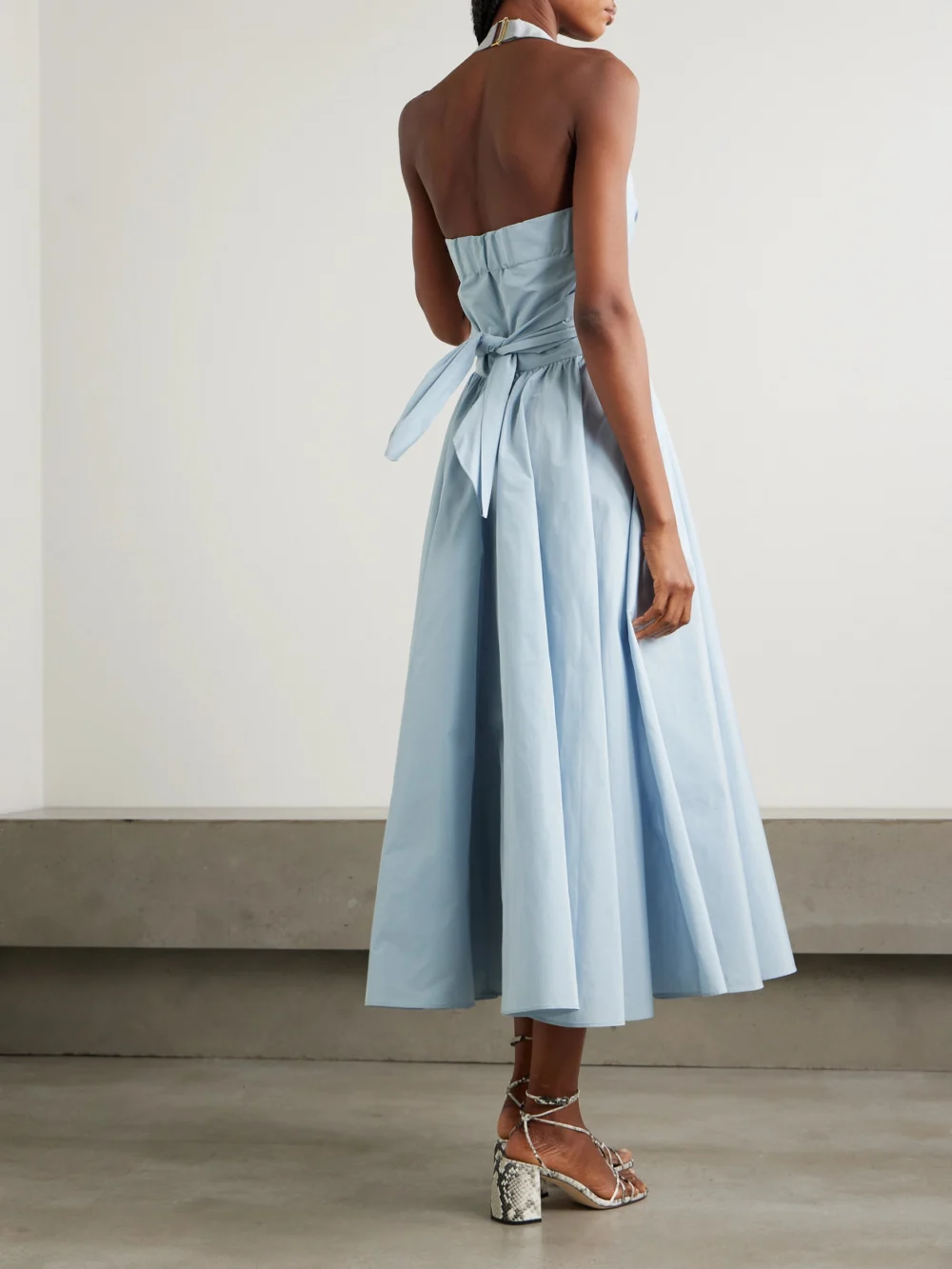 Back view of the Patou Pleated Poplin Halterneck Midi Dress