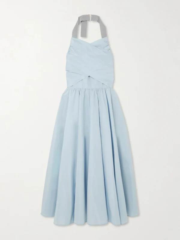 Patou Pleated Poplin Halterneck Midi Dress