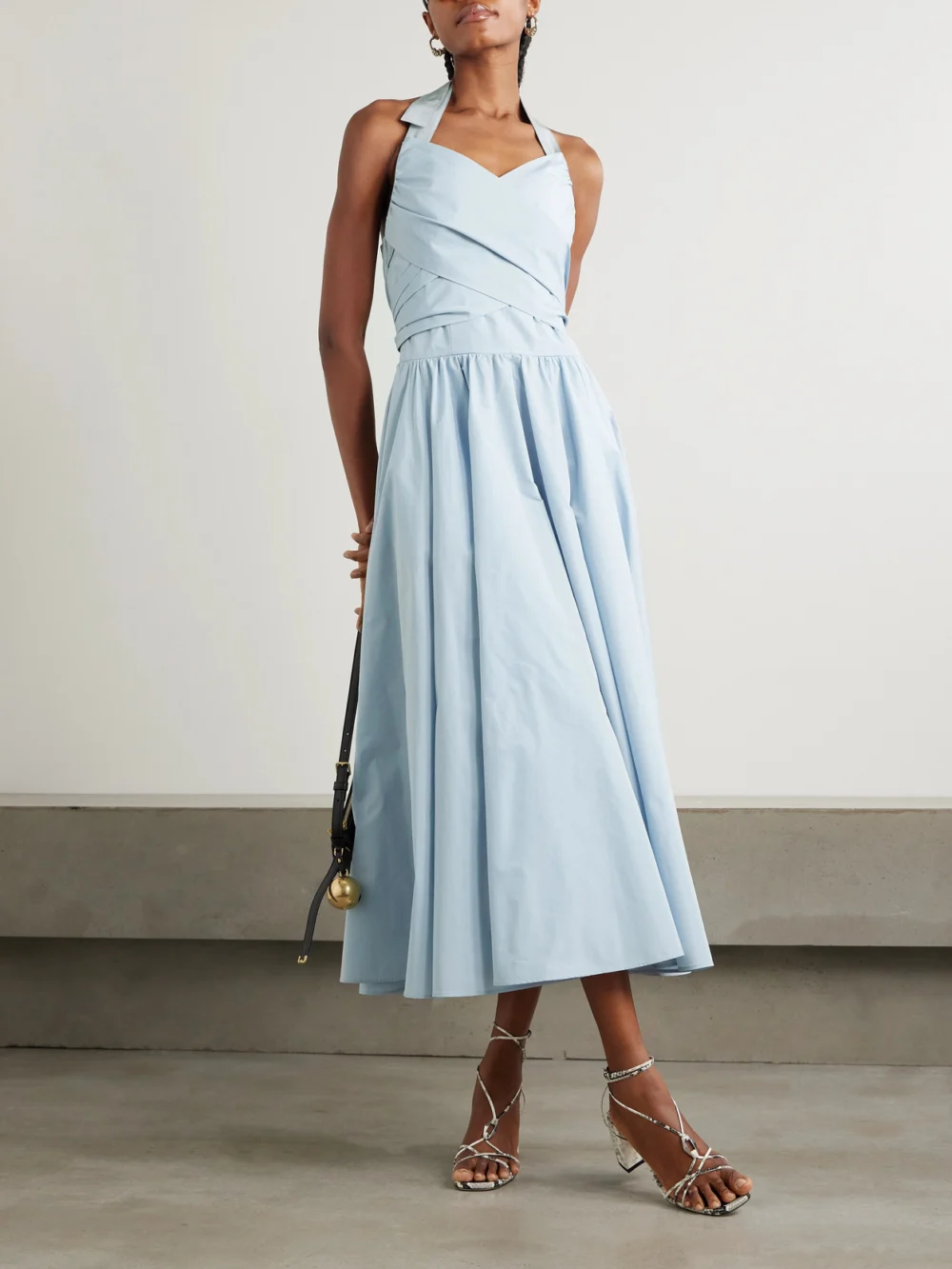 Patou Pleated Poplin Halterneck Midi Dress, worn by a model