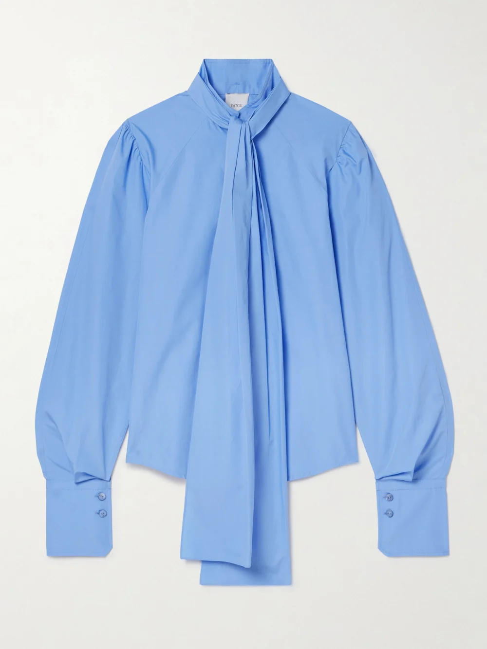Patou Pussy-bow Cotton-poplin Shirt in light blue