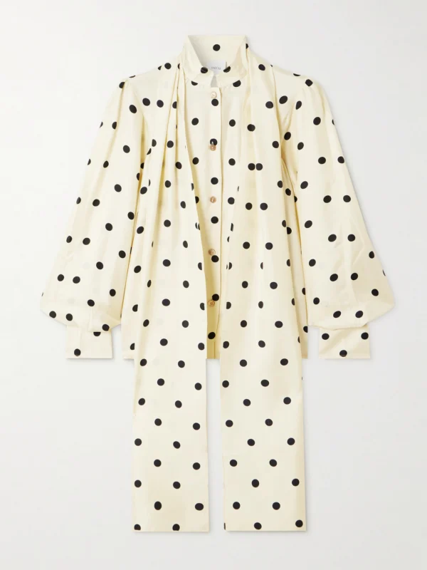 Patou Pussy-bow Polka-dot Silk-twill Blouse