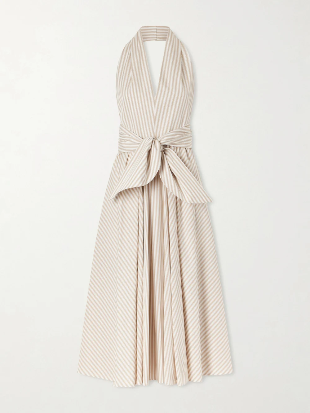Patou Striped Cotton Halterneck Maxi Dress in cream