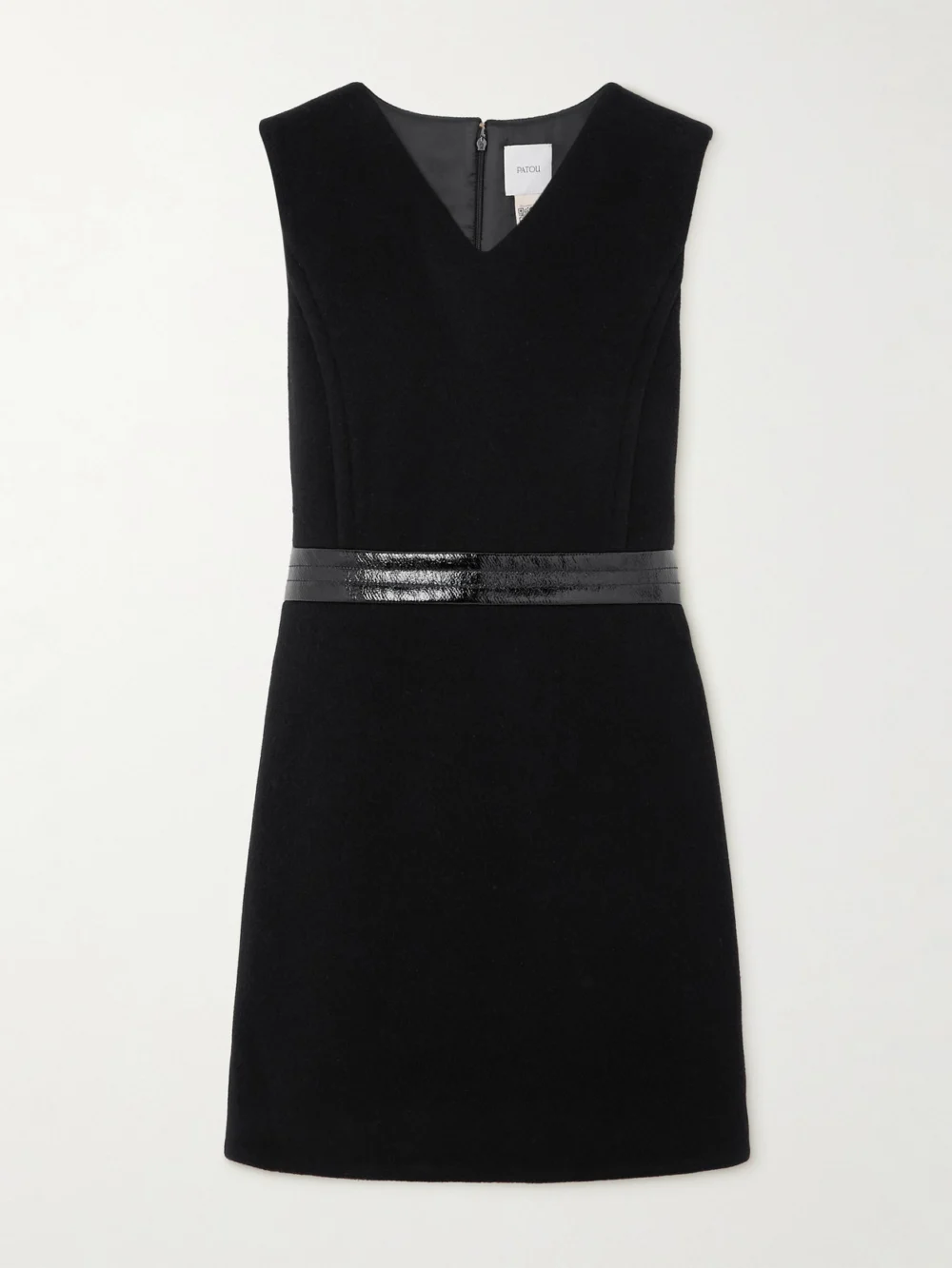 Patou Vinyl-trimmed Wool-blend Mini Dress in black