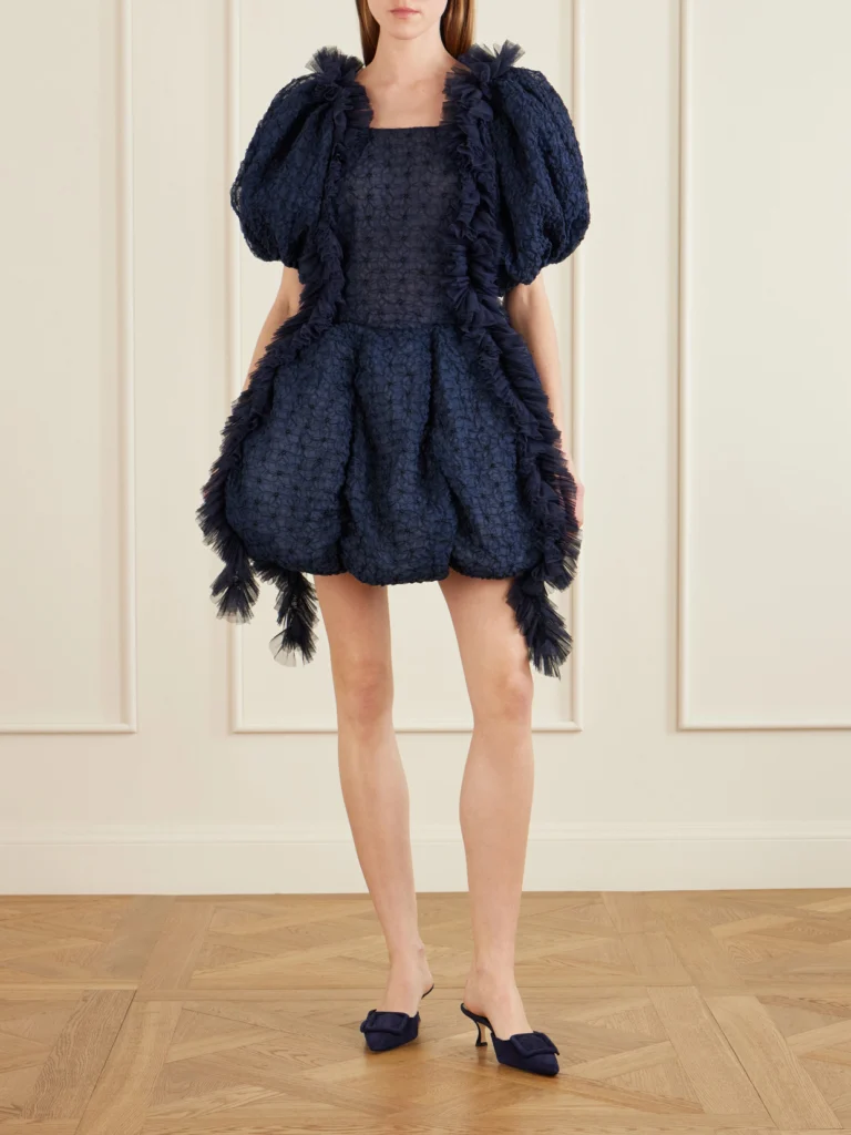 Pauline Dujancourt Flower Smocked Recycled-organza Mini Dress