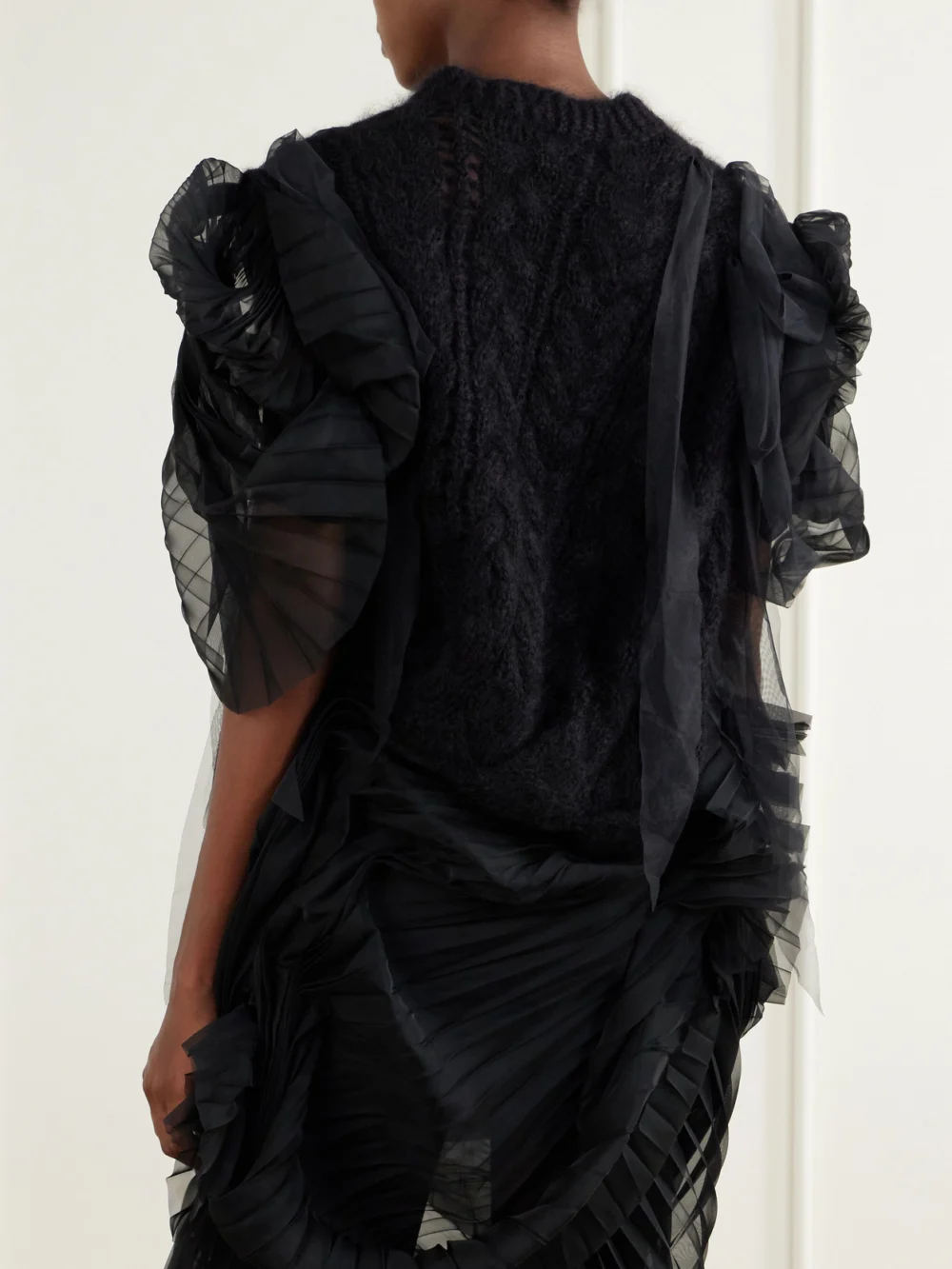 Back view of the Pauline Dujancourt Francisca Tulle-trimmed Mohair-blend Sweater
