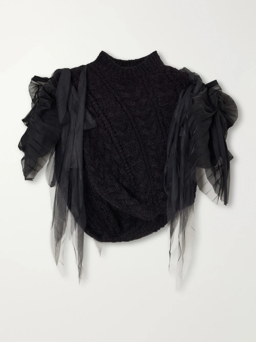 Pauline Dujancourt Francisca Tulle-trimmed Mohair-blend Sweater in black