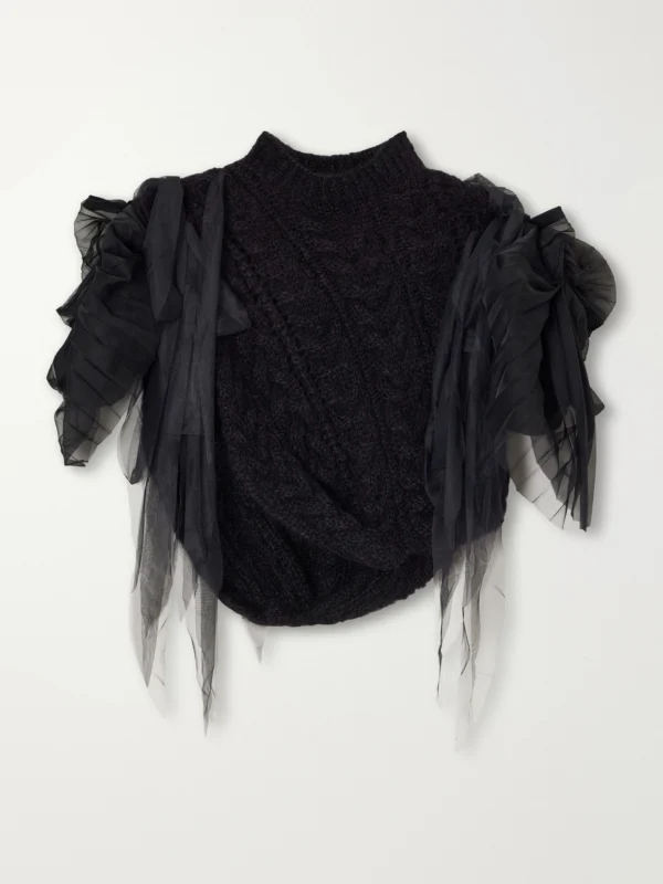 Pauline Dujancourt Francisca Tulle-trimmed Mohair-blend Sweater