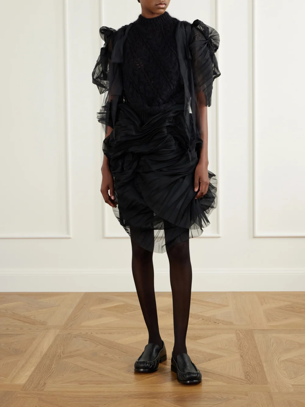 Pauline Dujancourt Francisca Tulle-trimmed Mohair-blend Sweater, worn by a model