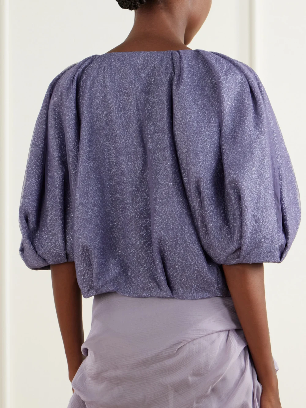 Back view of the Pauline Dujancourt Lauren Printed Tulle Jacket