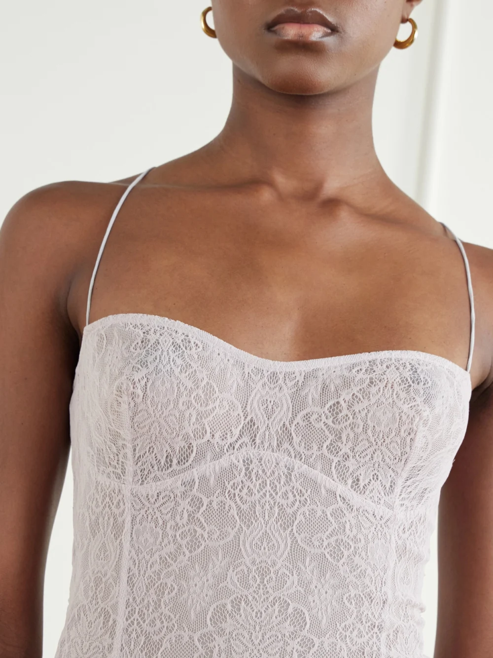 Close-up detail of the Pauline Dujancourt Liqaa Lace Bodysuit