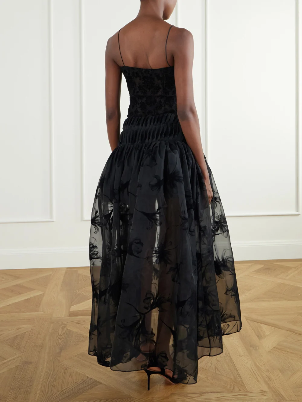 Back view of the Pauline Dujancourt Liqaa Velvet-lace Bodysuit