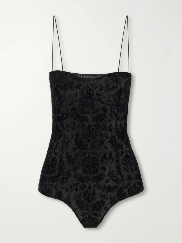 Pauline Dujancourt Liqaa Velvet-lace Bodysuit