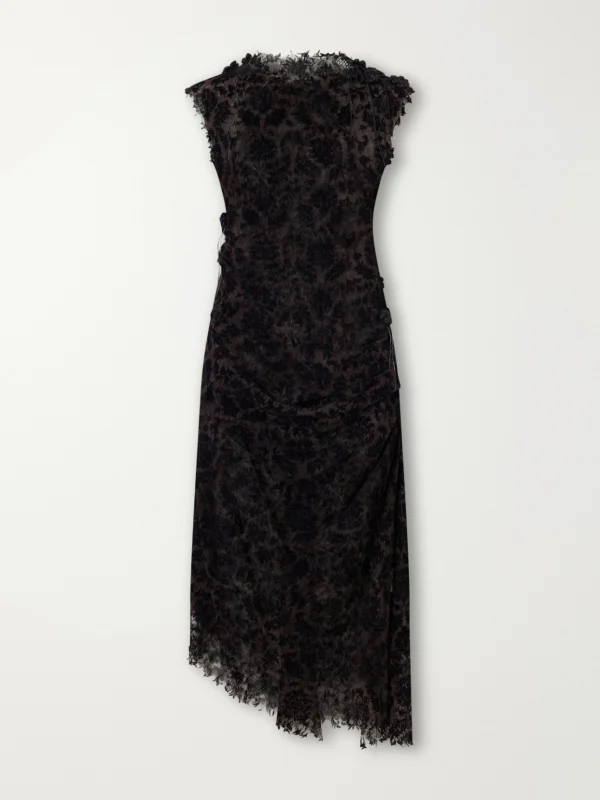 Pauline Dujancourt Najia Asymmetric Lace Midi Dress