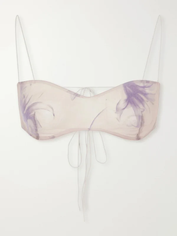 Pauline Dujancourt Poppy Floral-print Organza Bra