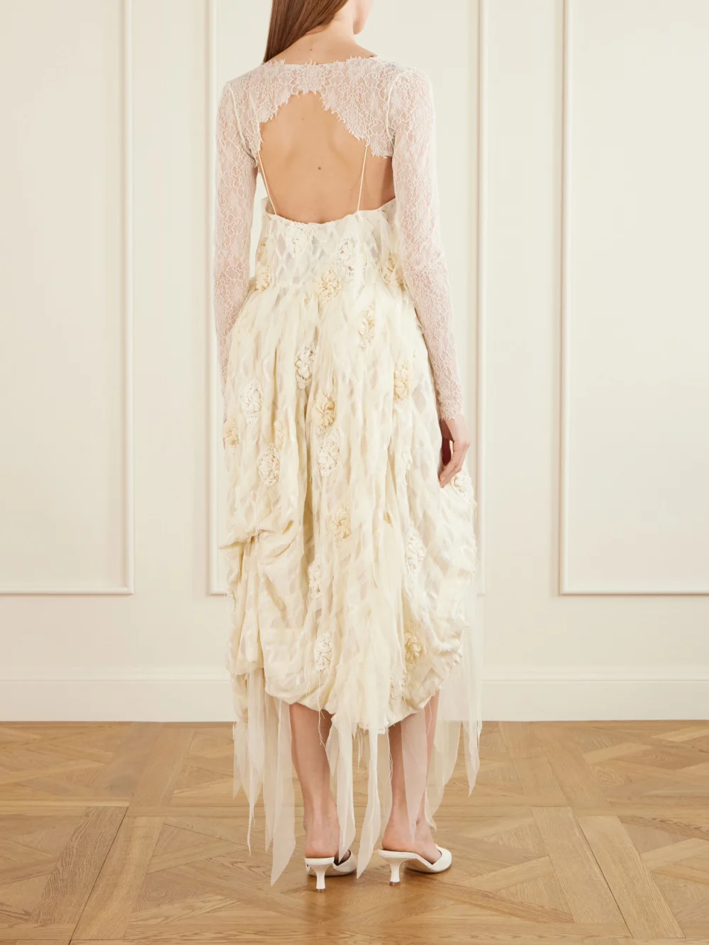 Back view of the Pauline Dujancourt Seagull Lace Bodysuit