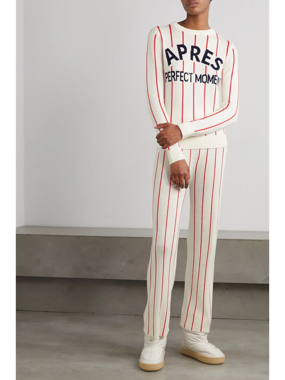Perfect Moment Slalom Striped Merino Wool Leggings, styled view