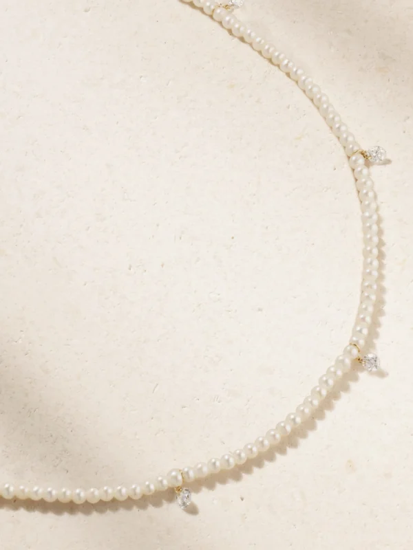 Persée 18-karat Gold, Pearl and Diamond Necklace