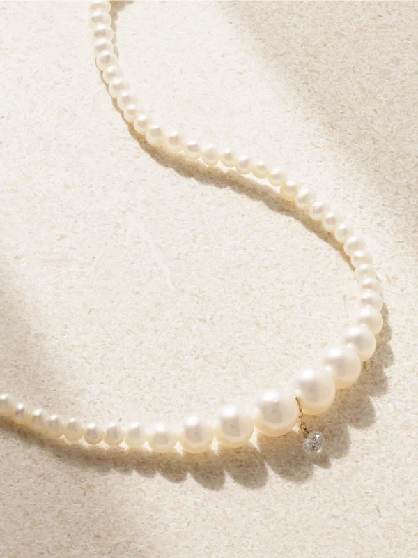 Persée 18-karat Gold, Pearl and Diamond Necklace