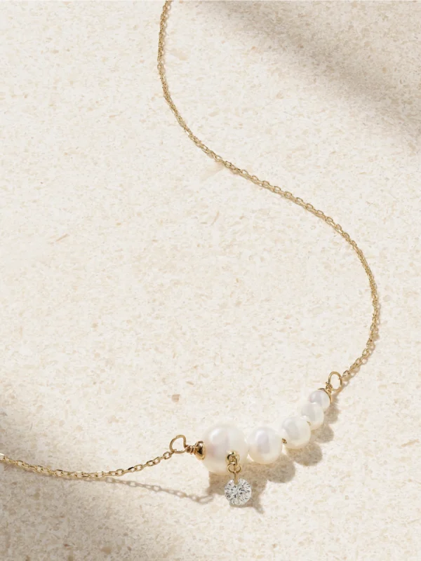 Persée 18-karat Gold, Pearl and Diamond Necklace