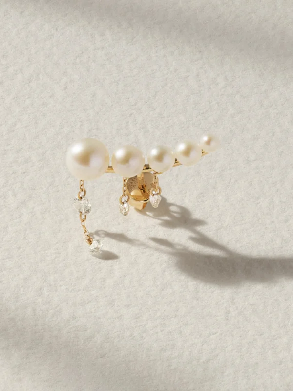 Persée Aphrodite 18-karat Gold Pearl and Diamond Single Earring