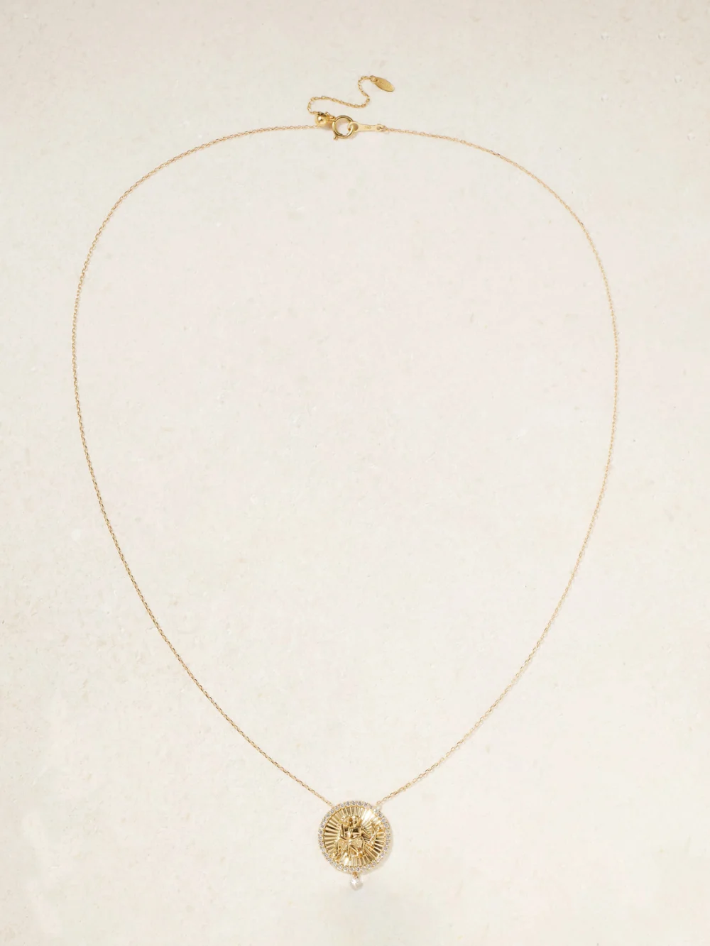 Close-up detail of the Persée Astrology 18-karat Gold Diamond Necklace