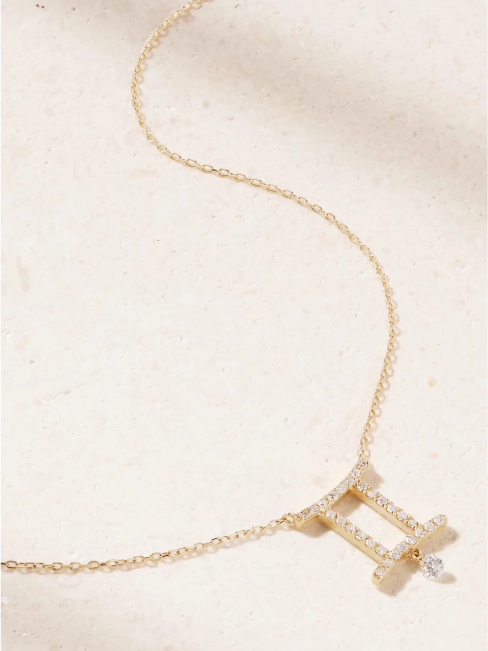 Close-up detail of the Persée Astrology 18-karat Gold Diamond Necklace