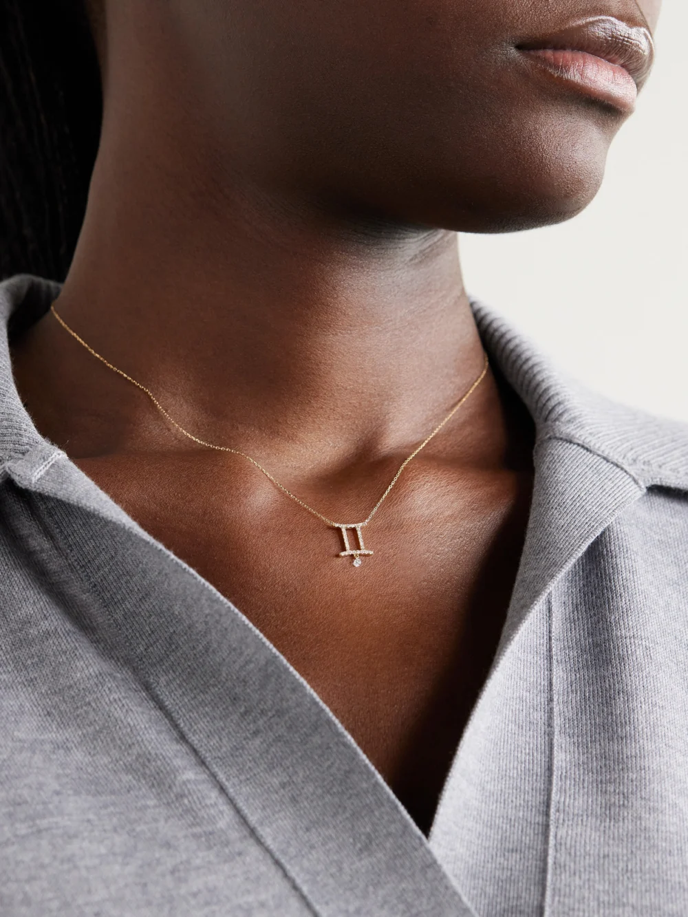 Persée Astrology 18-karat Gold Diamond Necklace, styled view