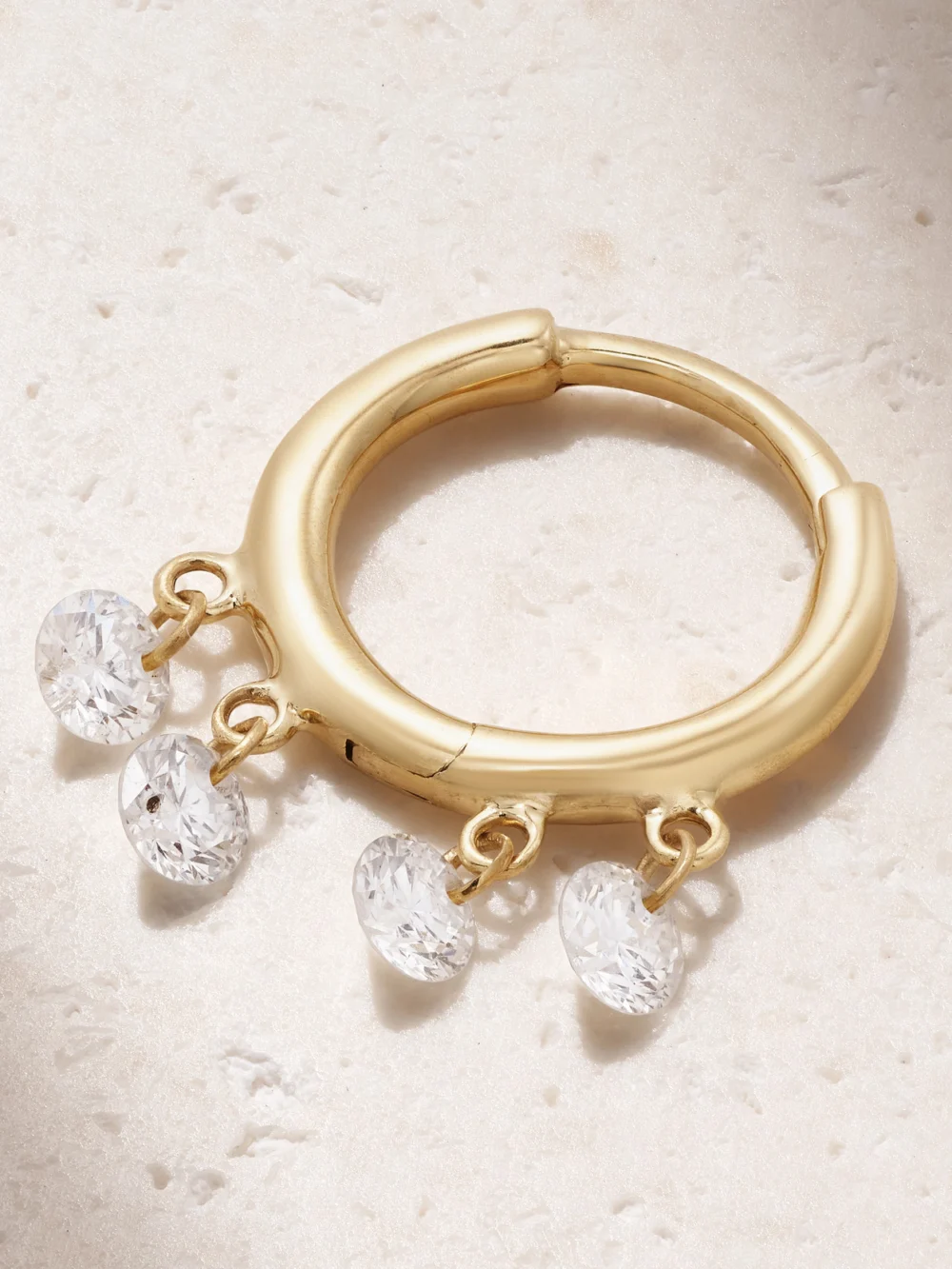 Close-up detail of the Persée Bohème 18-karat Gold Diamond Single Hoop Earring